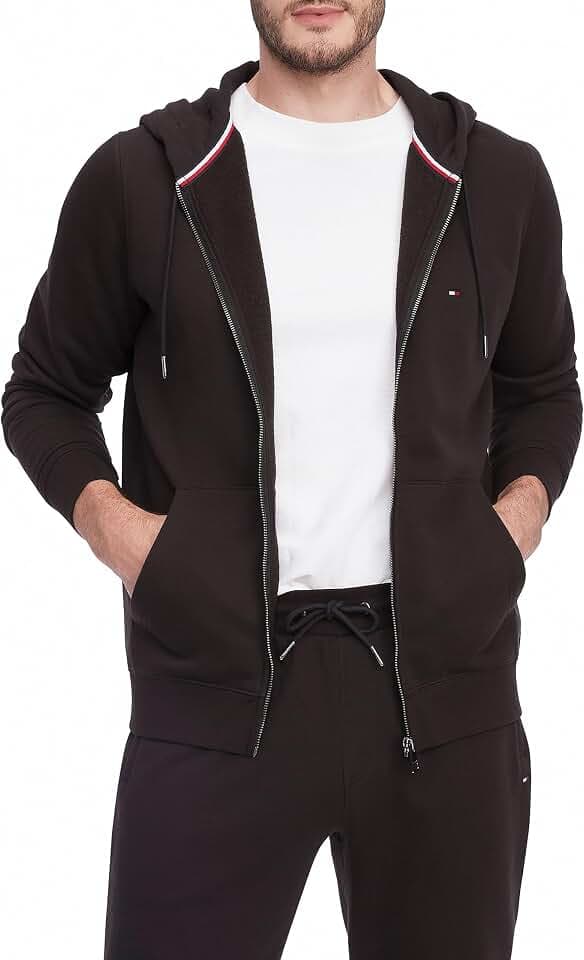 Tommy Hilfiger Men's Medium Weight Fleece Full Zip Up Hoodie