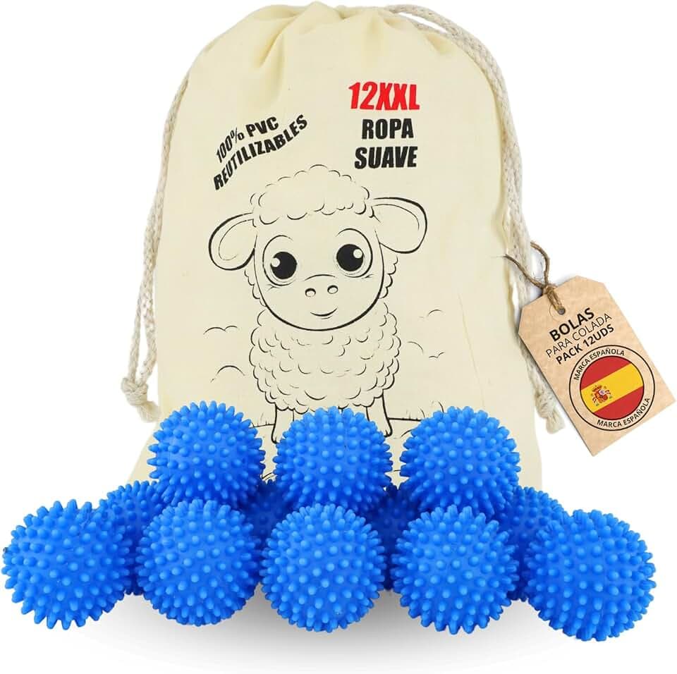 SILVERSTORE® 12 Kugeln für Wäschetrockner – Natürlicher Weichspüler zum Trocknen im Trockner – reduziert Falten der Kleidung und das Trocknen – Waschmaschine und Trockner (blau)
