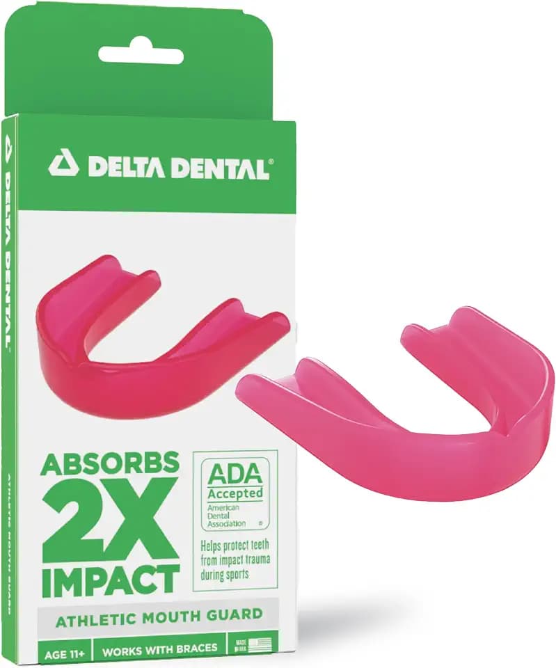 Sports Mouth Guard - ADA Accepted - 2X The Impact Absorption - Works with Braces - Youth Pink