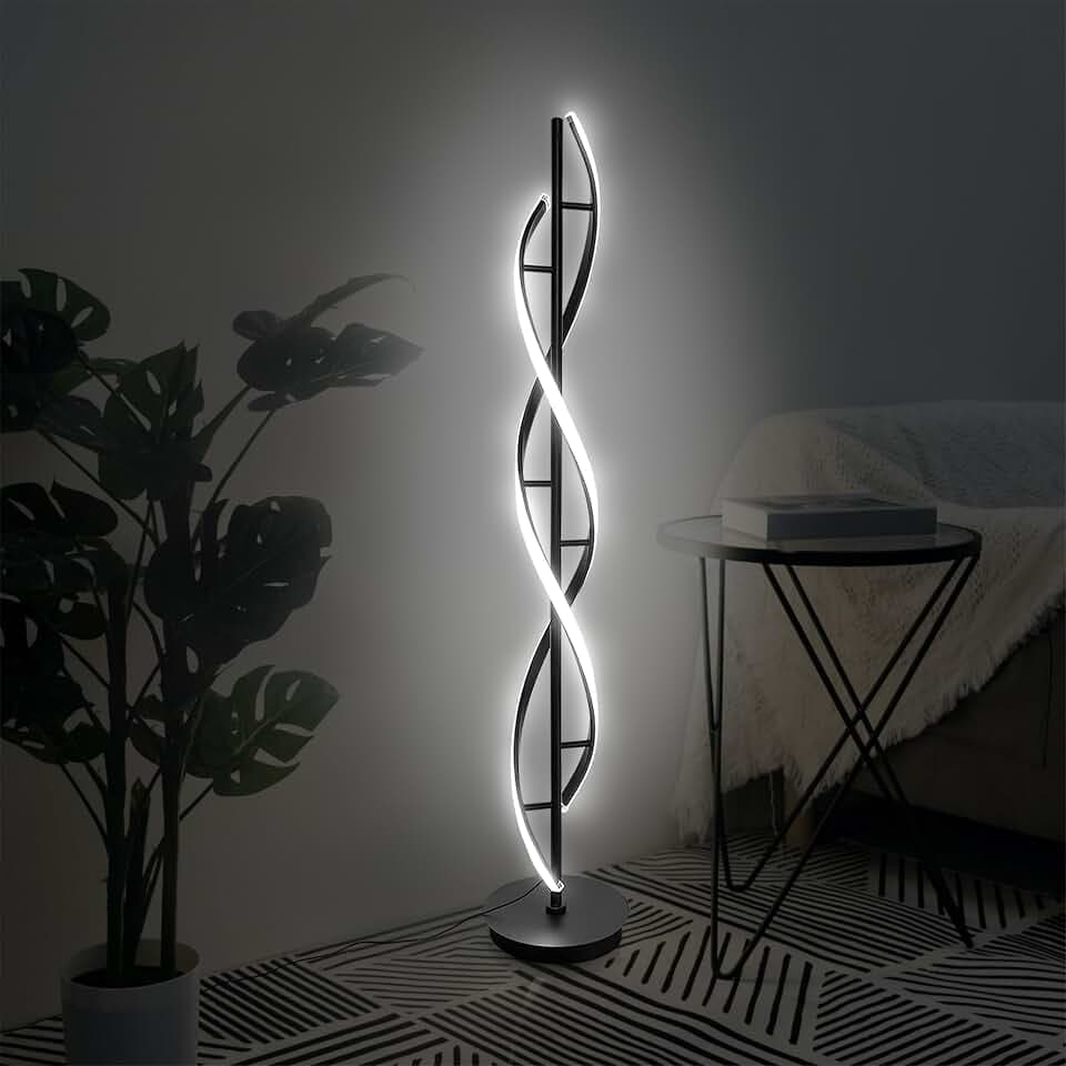 Spiral Floor lamp, Suitable for Living Rooms, bedrooms, Dining Rooms, Studies and Offices (Black)