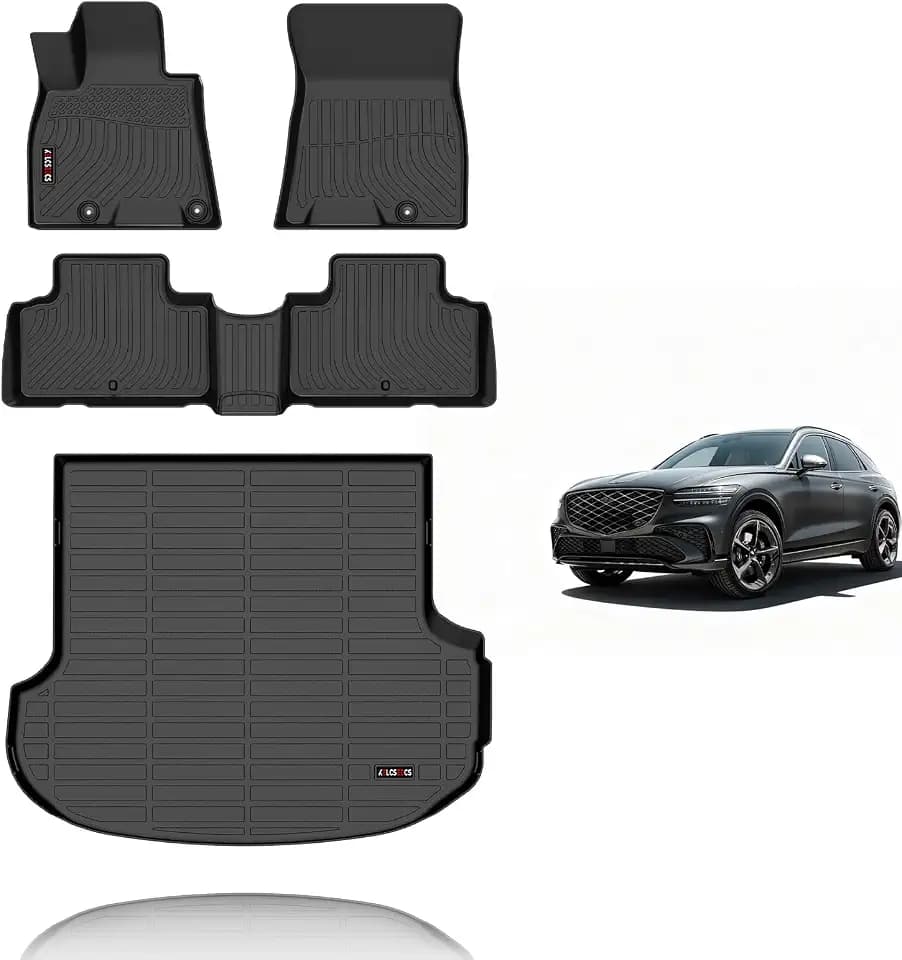 KELCSEECS Floor Mats & Cargo Liner for 2026 2025 2024 2023 2022 2021 Genesis GV80(Only fit 5 Seats,Not for 7 Seats,Not for Coupe) Car Mats Genesis GV80 Floor Mats Trunk Mat Accessories Black