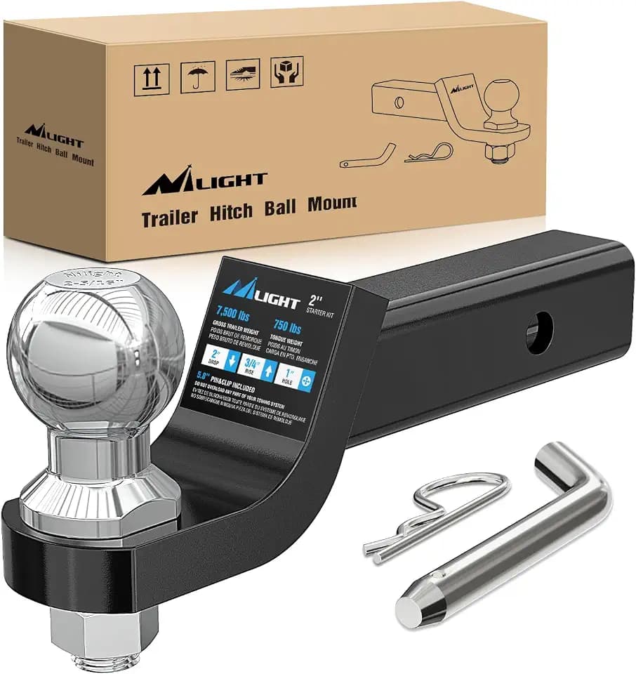Nilight Trailer Hitch Ball Mount Fits 2-5/16" Receiver with 2" Ball 2" Drop