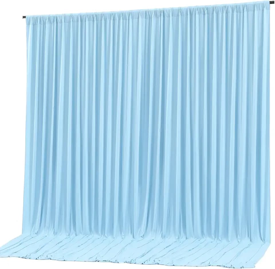 Blue Backdrop Curtain 10x10ft - Wrinkle Free Polyester Photo Curtain Backdrop Wedding Back Drop Fabric Drapes for Party Decorations Background for Photography