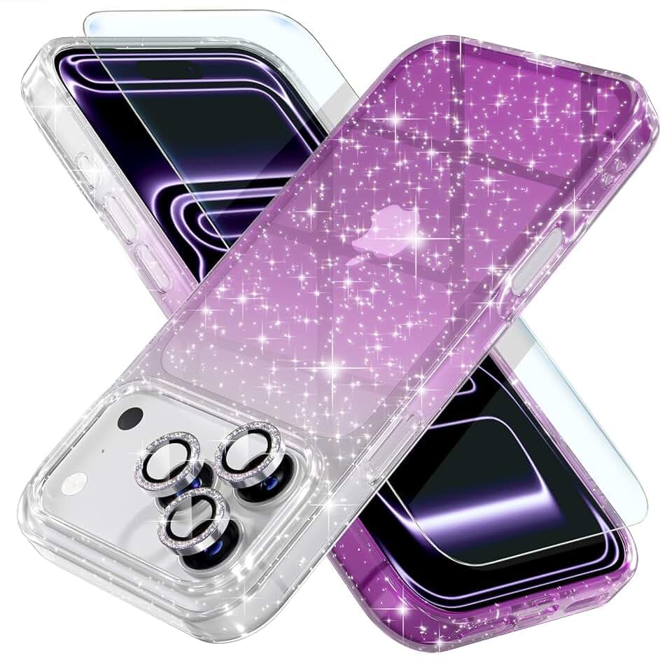 Choiche for iPhone 17 Pro Max Case Clear Women (Glitter Clear/Purple)