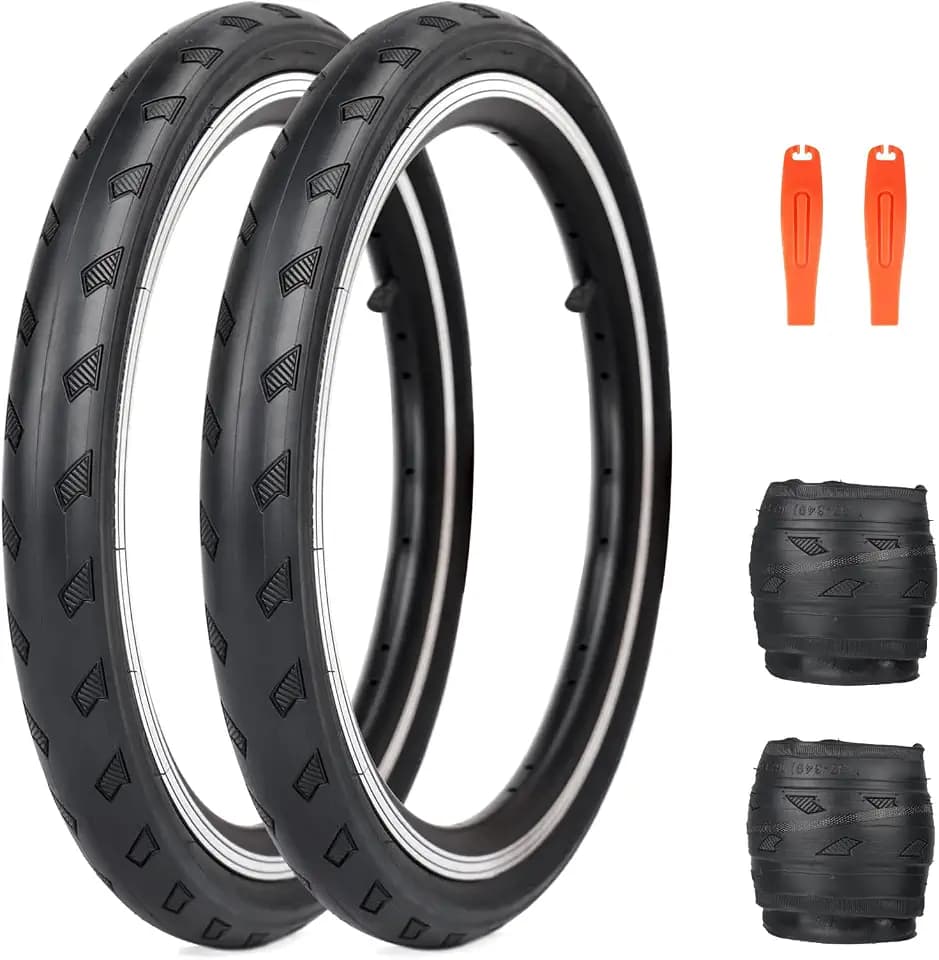 16 x 1 3/8 Bike Tire (37-349), 16 Inch Folding Bicycle Replacement Tires 2 Tubes/no Tubes and 2 Levers, Foldable Commuter Bike Tires for Folding Bikes, City Bikes