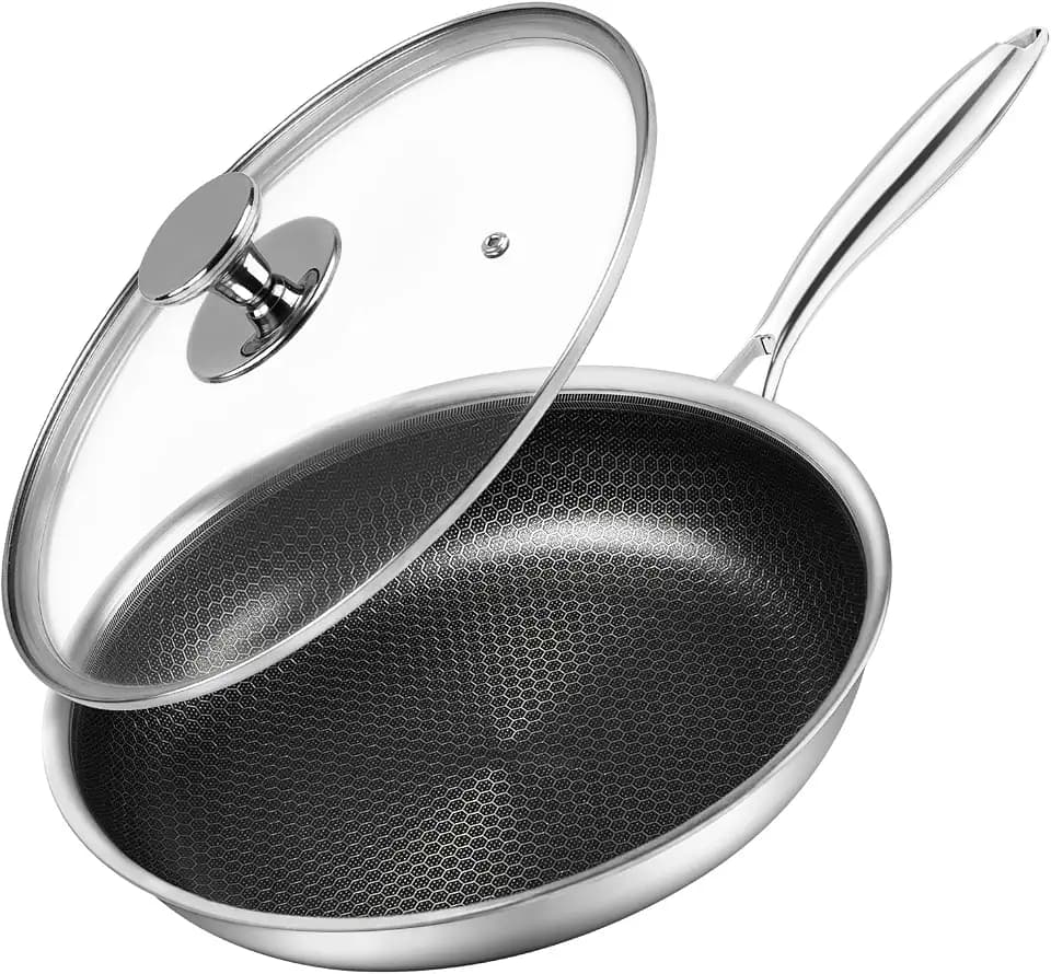 Innerwell 12" Non Stick Frying Pans, Nonstick Frying Pan With Lid