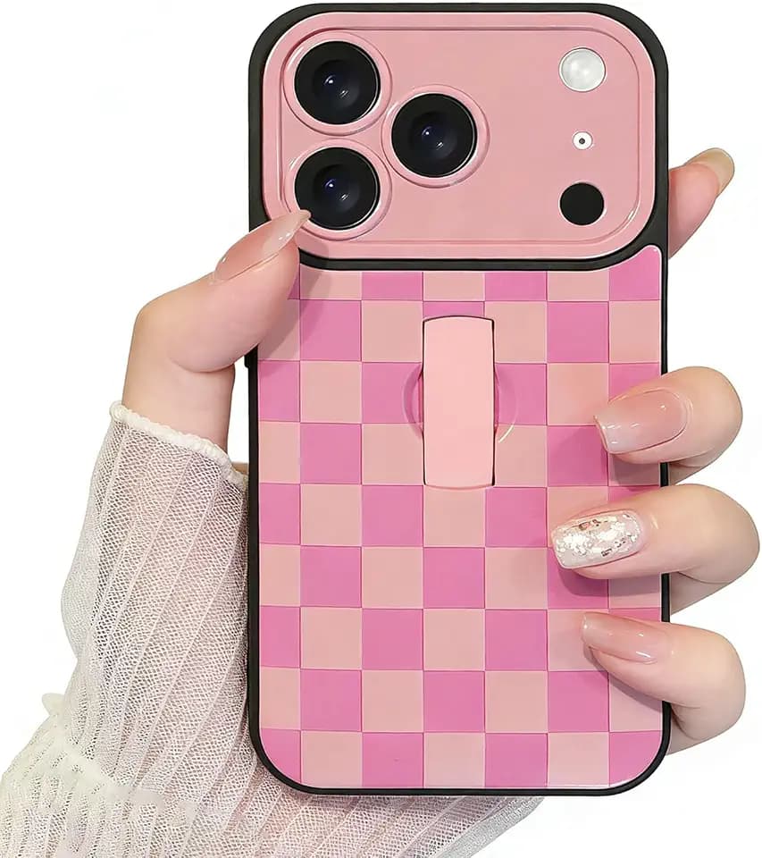 Compatible with iPhone 17 PRO Case with Adjustable Concealed Holder-Pink
