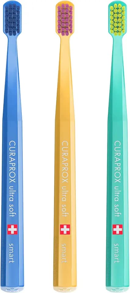 Curaprox CS Smart Toothbrush, Mixed Colors, 3-Pack, Swiss Made