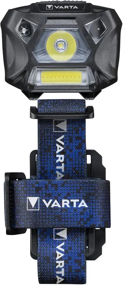 VARTA Stirnlampe LED inkl. 3x AAA Batterien, Work Flex Motion Sensor H20, Bewegungssensor, zwei Leuchtmodi, an- und ausschalten durch Handbewegung, spritzwasser- und staubgeschützt