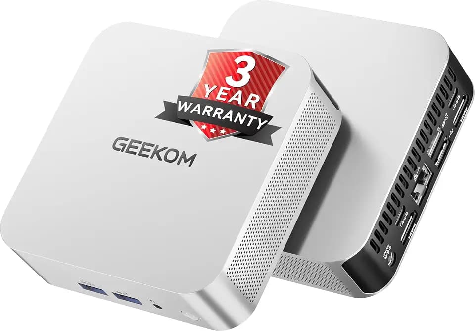 GEEKOM A6 Mini PC with AMD Ryzen 7 6800H, 16GB DDR5 RAM(Upgradable, Not LPDDR) 512GB NVMe SSD, Compact Aluminium Design Windows 11 Desktop Computer for Home/Business, USB4/8K/Wi-Fi 6E/BT 5.2/SD Slot