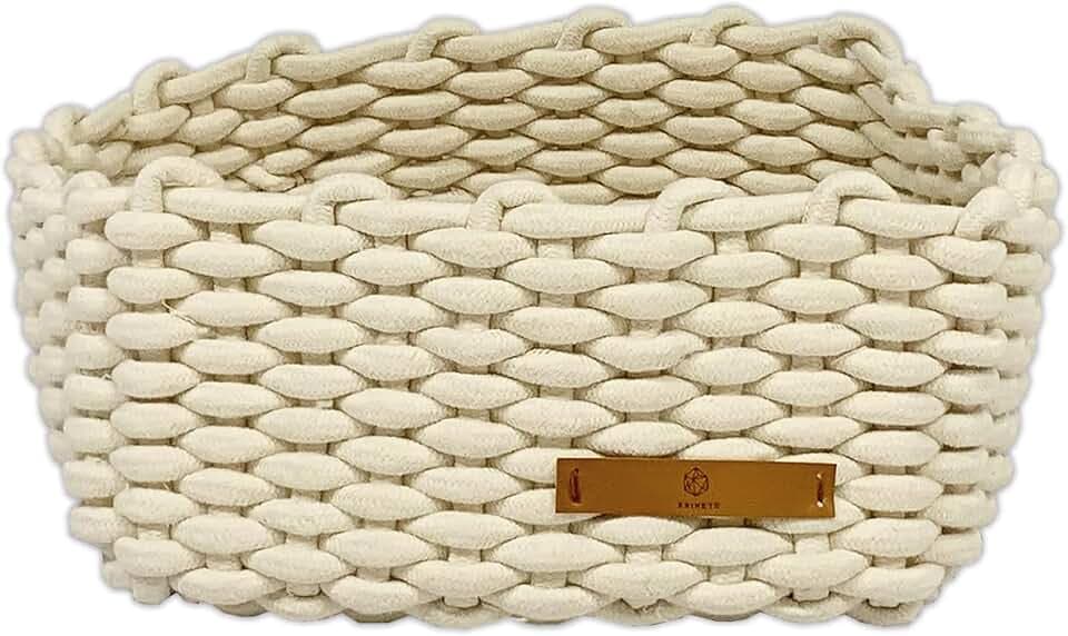 FRIHET Geflochtener Baumwoll-Aufbewahrungskorb für KALLAX Regal | Stilvolle Ordnung und praktische Aufbewahrung im Wohnzimmer, Bad und Kinderzimmer | Strickkorb in zeitlosem Wollweiß"