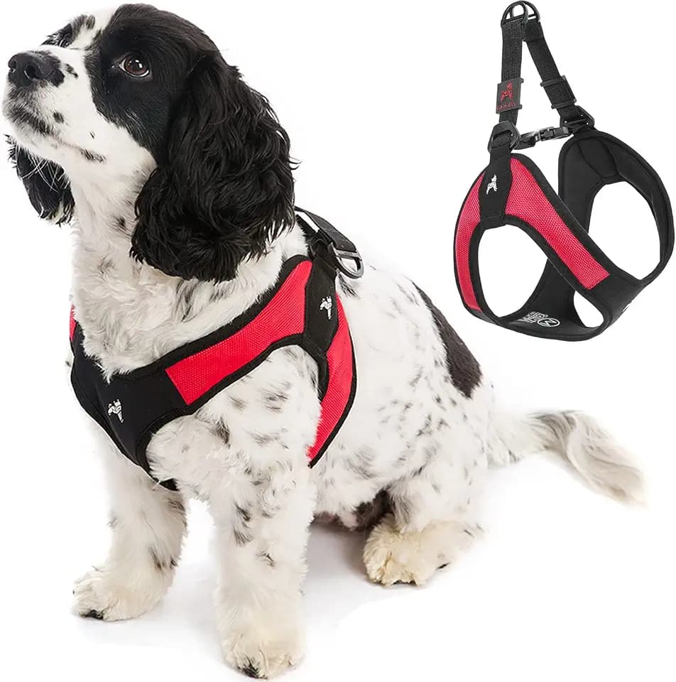 Gooby Escape Free Easy Fit Dog Harness, Step-in, Red, Medium