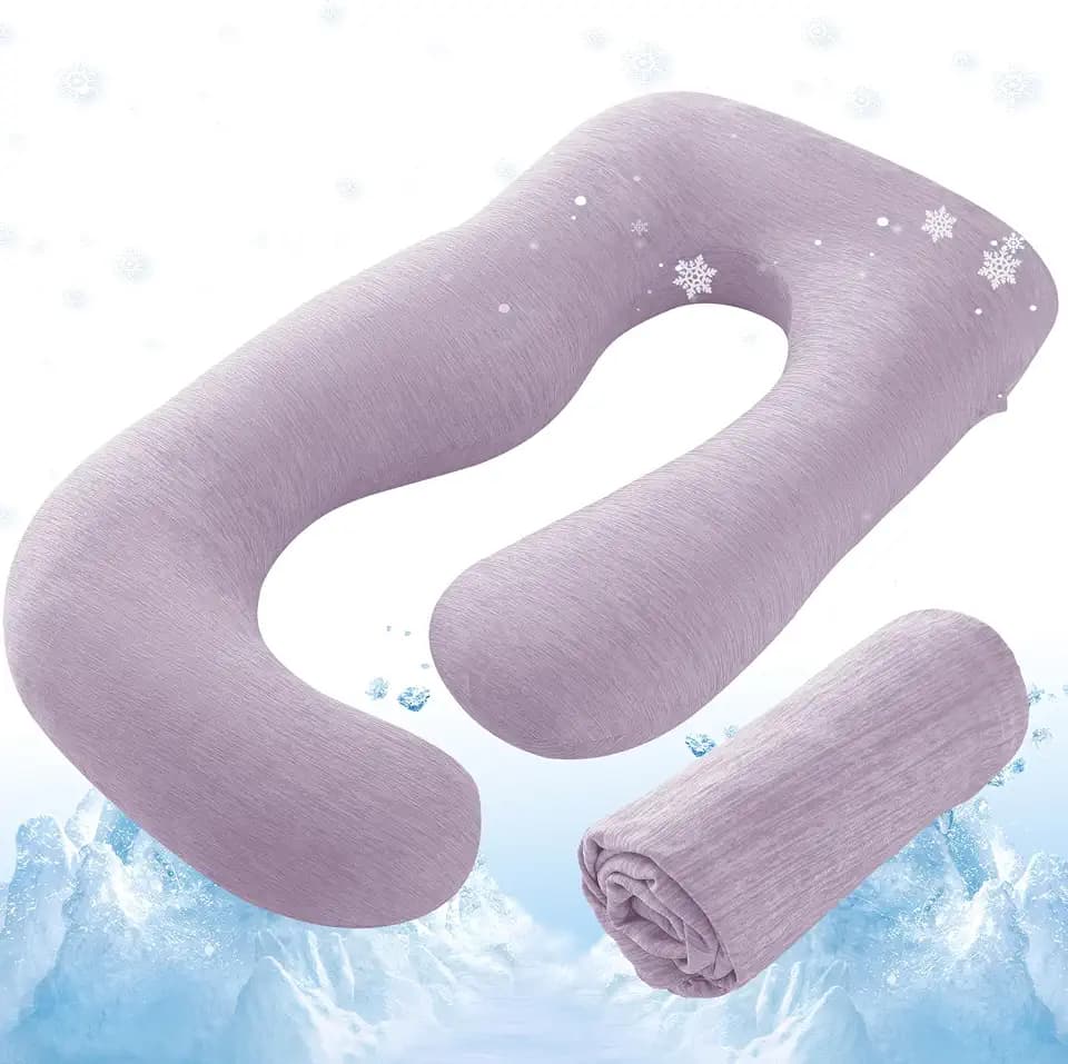 Sasttie Cooling Pregnancy Pillow Cover for 57-inch Maternity Pillow, Purple