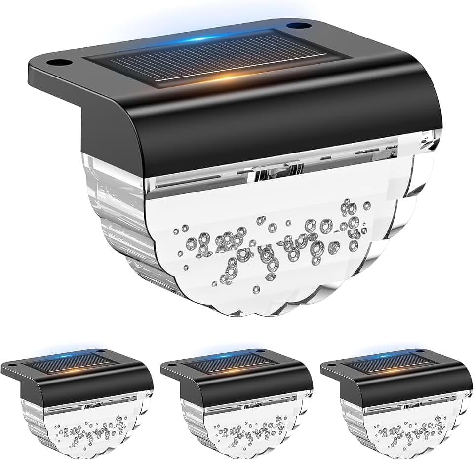 Auting Solarlampen für Außen, 4 Stück Solar Decklichter für die Garten dekoration,Wasserdichte Solar Zaunlichter Warmweiß für Außentreppen, Treppen, Zaun, Hof, Terrasse und Weg