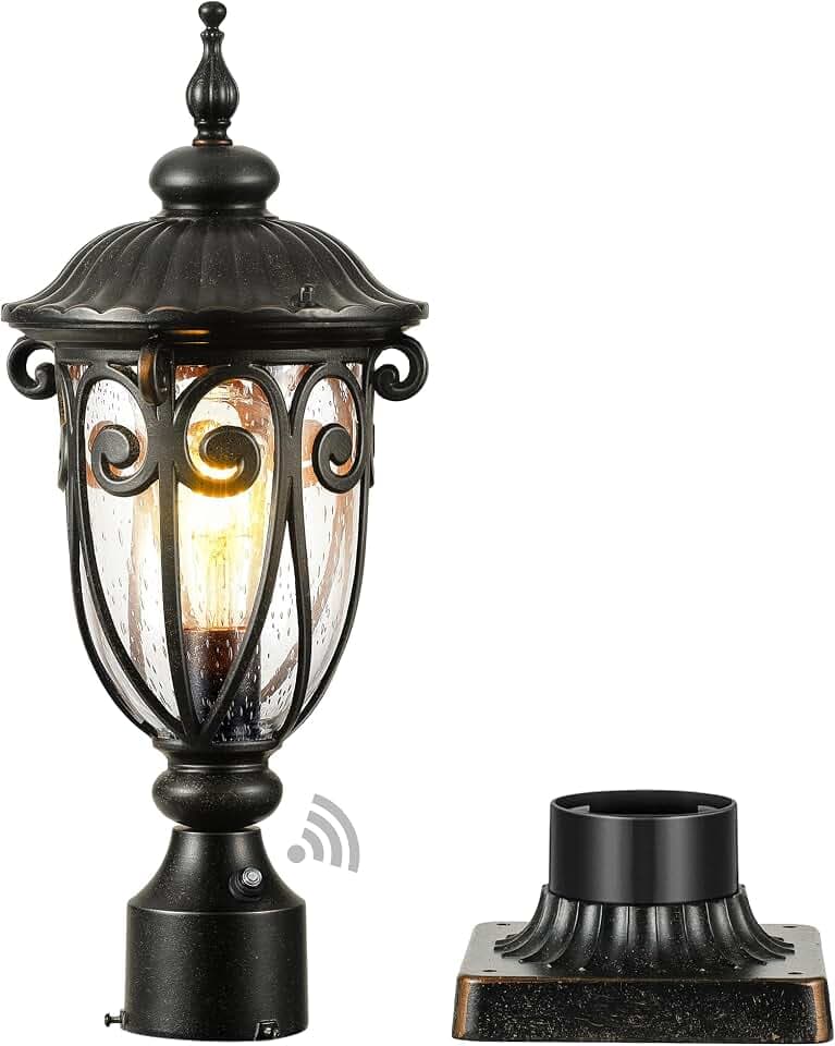 VIANIS Dusk to Dawn Outdoor Post Light with Pier Mount Base, Waterproof Lamp Post Light Fixture, Aluminum 3-inch Exterior Post Lamp for Driveway, Backyard, Patio(Hardwired 120V, Not Solar)