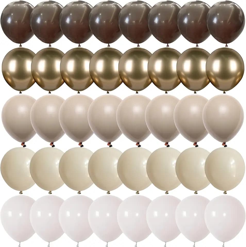 Brown Cream Neutral Balloons, 12 Inch 60PCS Retro Brown Khaki Beige Sand White Balloon, Beige Nude Apricot Balloon for Neutral Bear Bridal Baby Shower Wedding Birthday Party Decorations Supplies