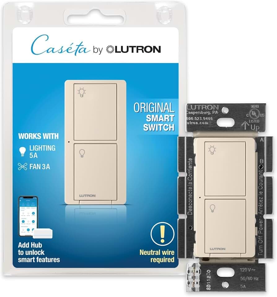 Lutron Caseta Smart Light Switch for Lighting and Fans (Smart Hub Required)