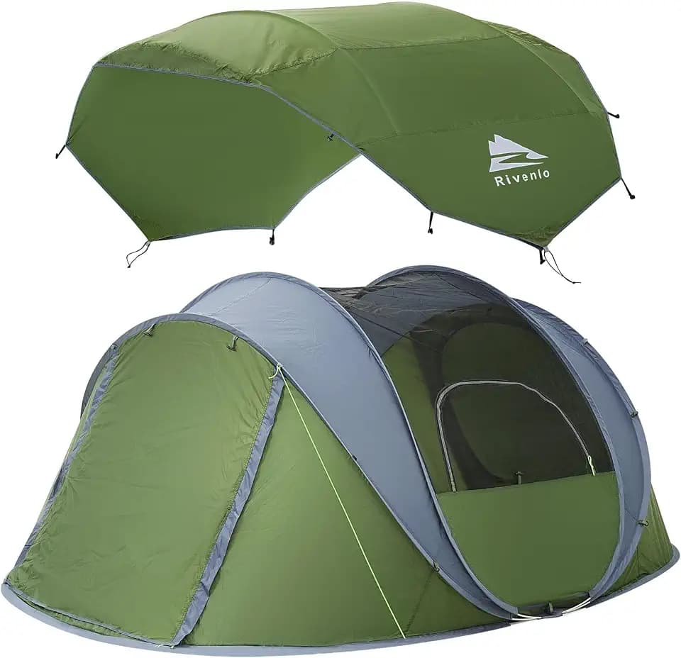 4/6 Person Easy Pop Up Tent,Camping Tent with Skylight and Rainfly,Waterproof,Quick Setup-Instant Tents for Camping Outdoor