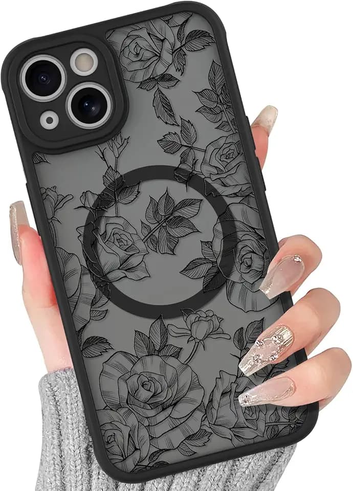 BITOBE Rose Case for iPhone 15 [Compatible with MagSafe] - Black