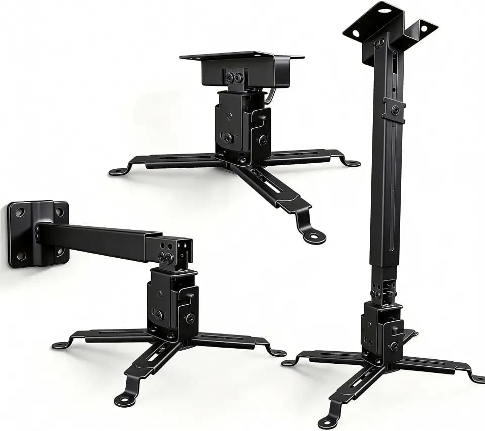Projector Ceiling/Wall Mount, Adjustable Height & Arms, Black