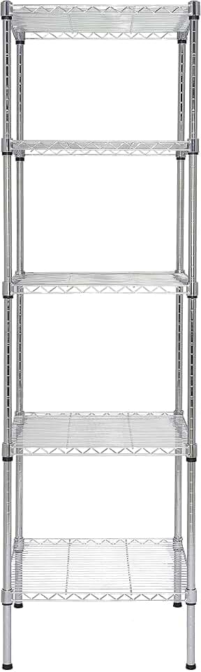 Finnhomy Heavy Duty 5 Tier Wire Shelving Unit, 18x18x59-inches 5 Shelves Storage Rack, Metal Shelving with Thicken Steel Tube, NSF Certified, Chrome