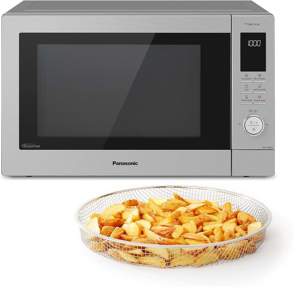 Panasonic NN-CD88QSEPG Kombi-Mikrowelle 34L mit Air Fryer, Grill, Silber