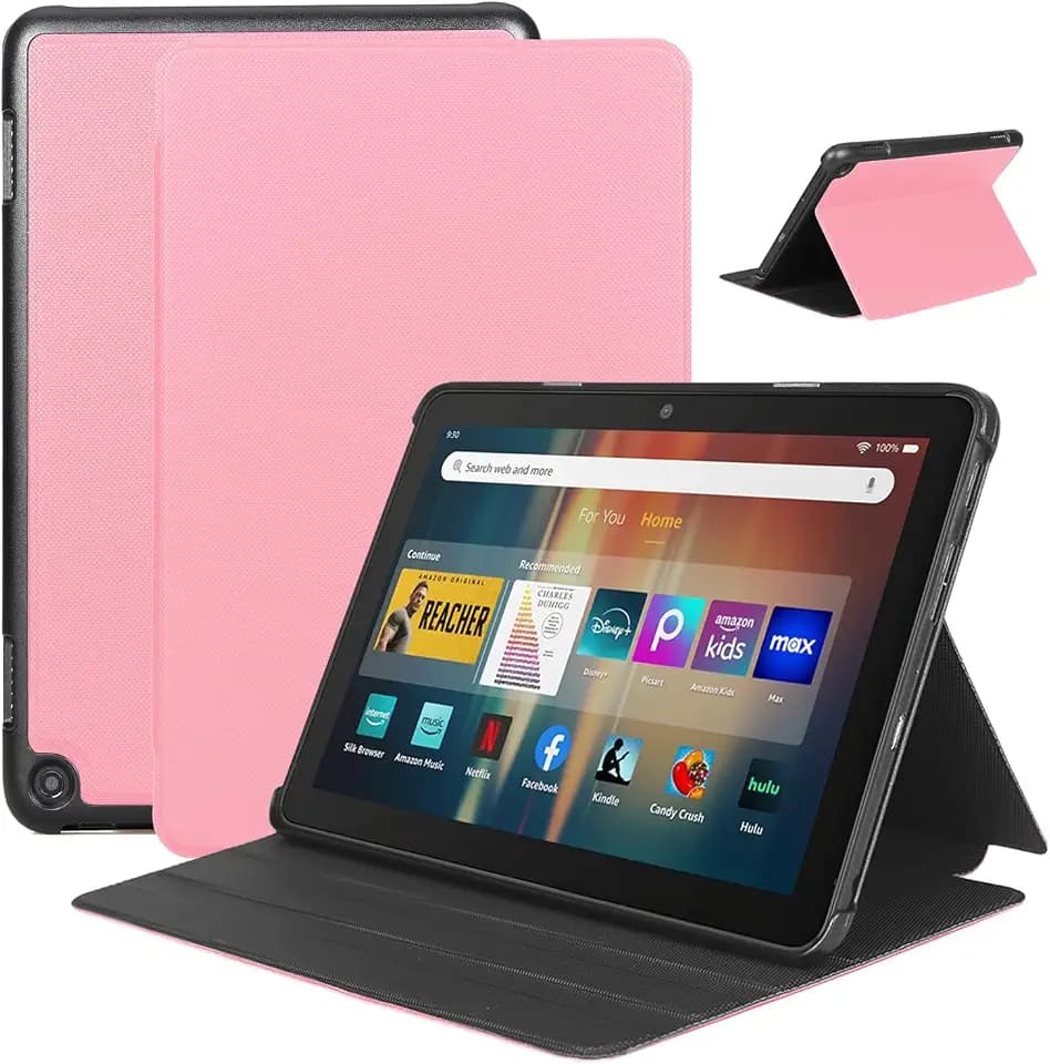 8 Inch Hülle Mit Automatischer Wake/Sleep-Funktion, Nicht für TCL Nokia iPad Samsung, Faltbare Vorderseite Aus Leder und Weiche TPU Rückseite für 8 Inch Tablet (Rosa)