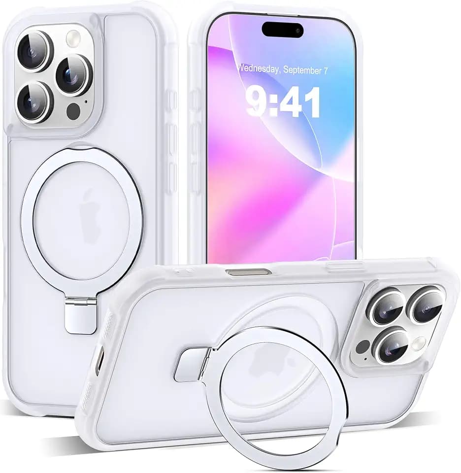 SKYLMW Compatible with iPhone 16 Pro Case with Stand,Translucent