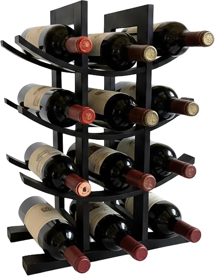 Relaxdays Weinregal, 12 Flaschen, Bambus, HBT 41 x 30 x 14,5 cm, Weinhalter für Rot- & Weißwein, Flaschenregal, Farbwahl