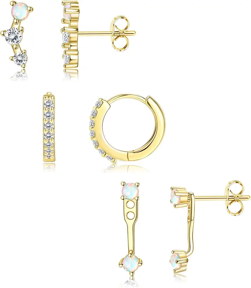 FIASASO Sterling Silver Earrings for Women Hypoallergenic Stud Hoop Earring