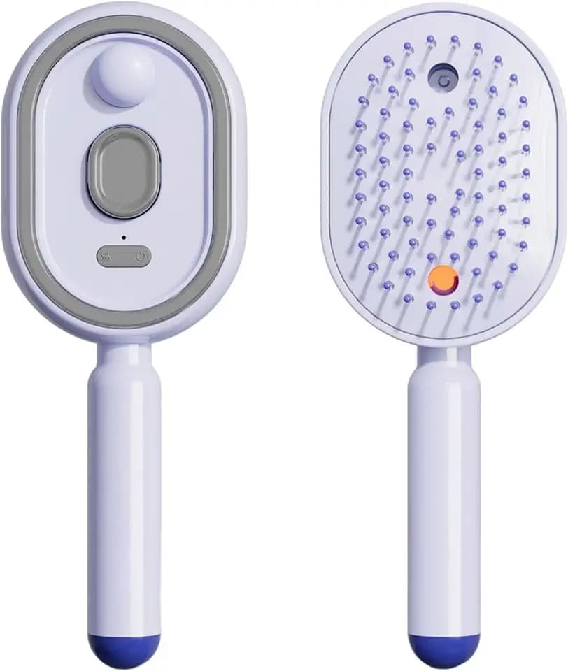 electric spray air cushion massage comb,5-in-1 Electric Spray Hair Brush, Self-Cleaning Detangling Comb with Nano Mist for Dry & Frizzy Hair (Purple)