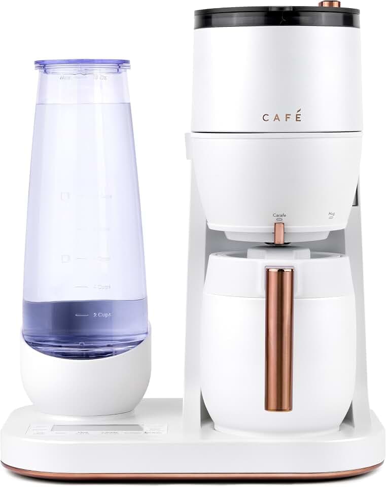 Café Specialty Grind and Brew Coffee Maker, Single-Serve to 10-Cup Thermal Carafe, with Built-In Bean Grinder & Removable 75oz Water Reservoir, WiFi & Smart Connected, SCA Certified, Matte White