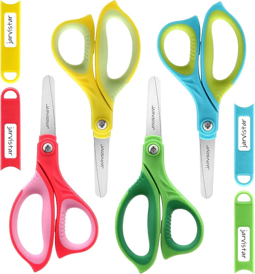 JARVISTAR 4 Pack Blunt Tip Kids Scissors Safety for School 5.5"
