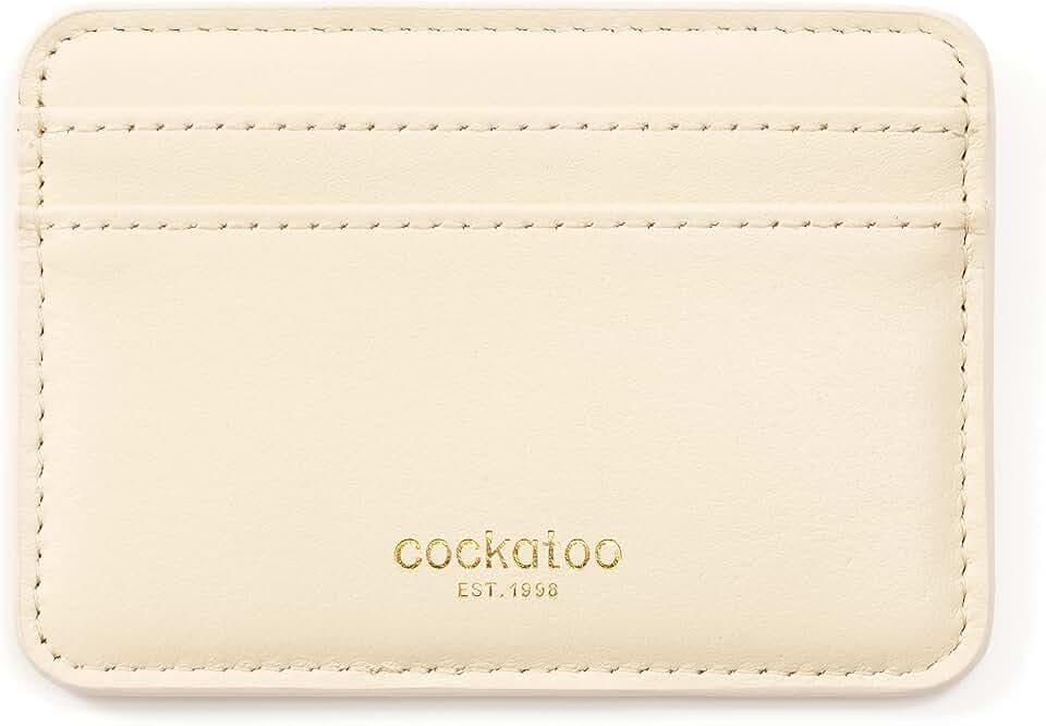 Cockatoo Nappa Leather Slim Card Case Wallet, Beige