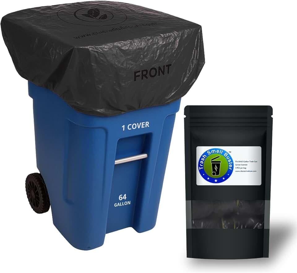 Trash Can Smell Eliminator Cover Odor Eliminating Bag Lemon Scented Durable Chemical Free 64 Gallon 3 Pack