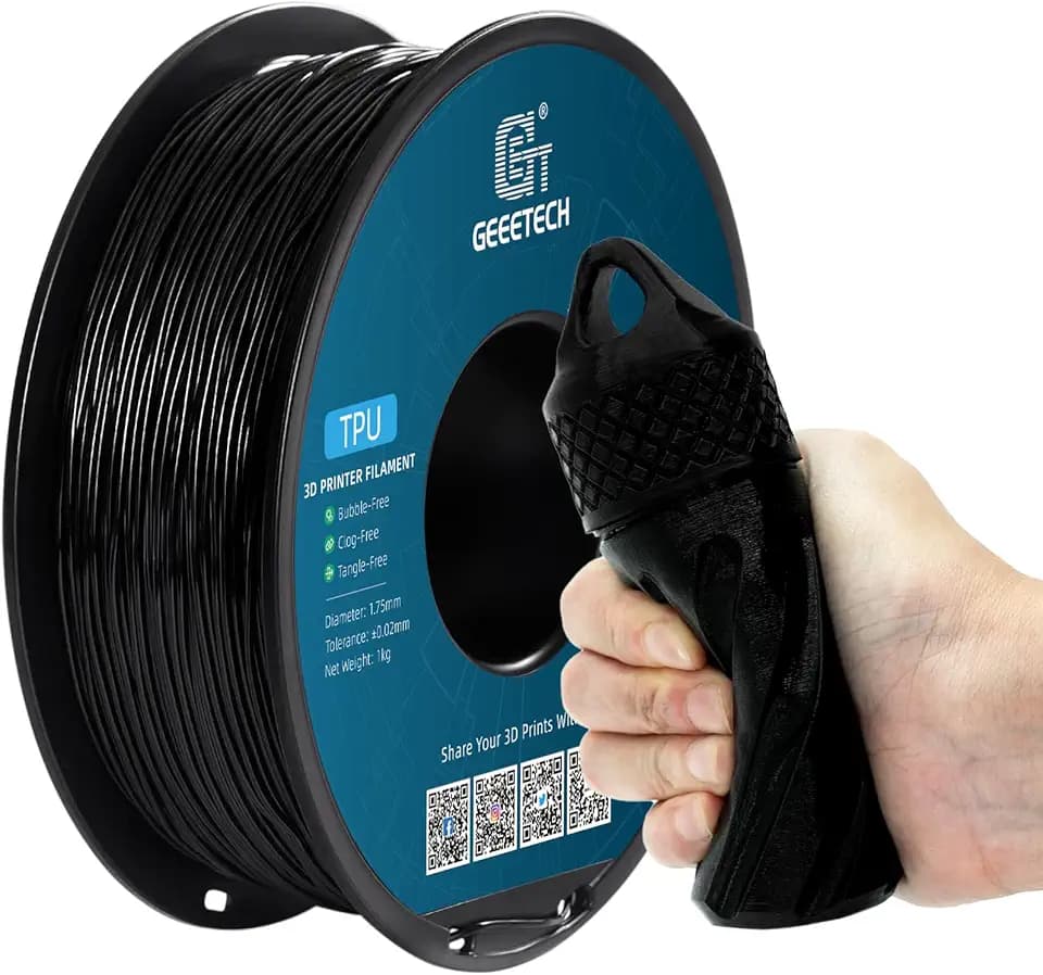 GEEETECH TPU Filament 1,75 mm +/- 0,02 mm für 3D Drucker, 1KG 1 Spool Schwarz