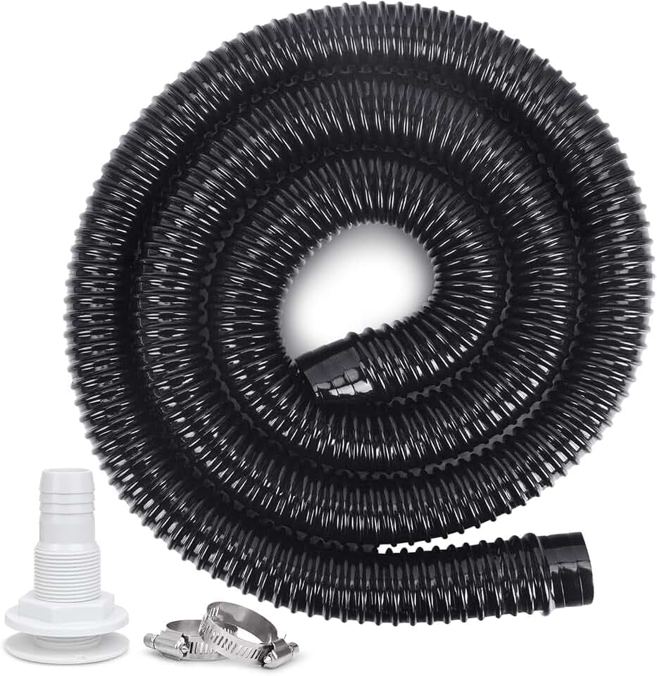 Plumbing Kit Included 6FT Kink-Free Flexible PVC Hose, 2 Stainless Steel Clamps & Thru-Hull Fitting Easy to Install for Boat Bilge Pumps with 1-1/8” Outlet Ideal for Fishing Boats Cruisers Yachts