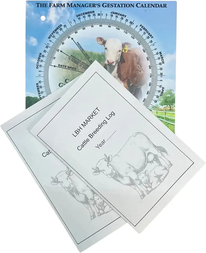LBH MARKET Cattle Gestation Calendar Wheel with 2 Cow Breeding Log Books