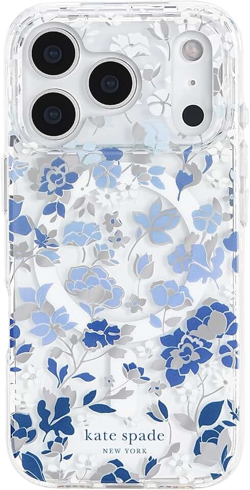 kate spade new york iPhone 17 Pro Case - Flowerbed Blue Gems