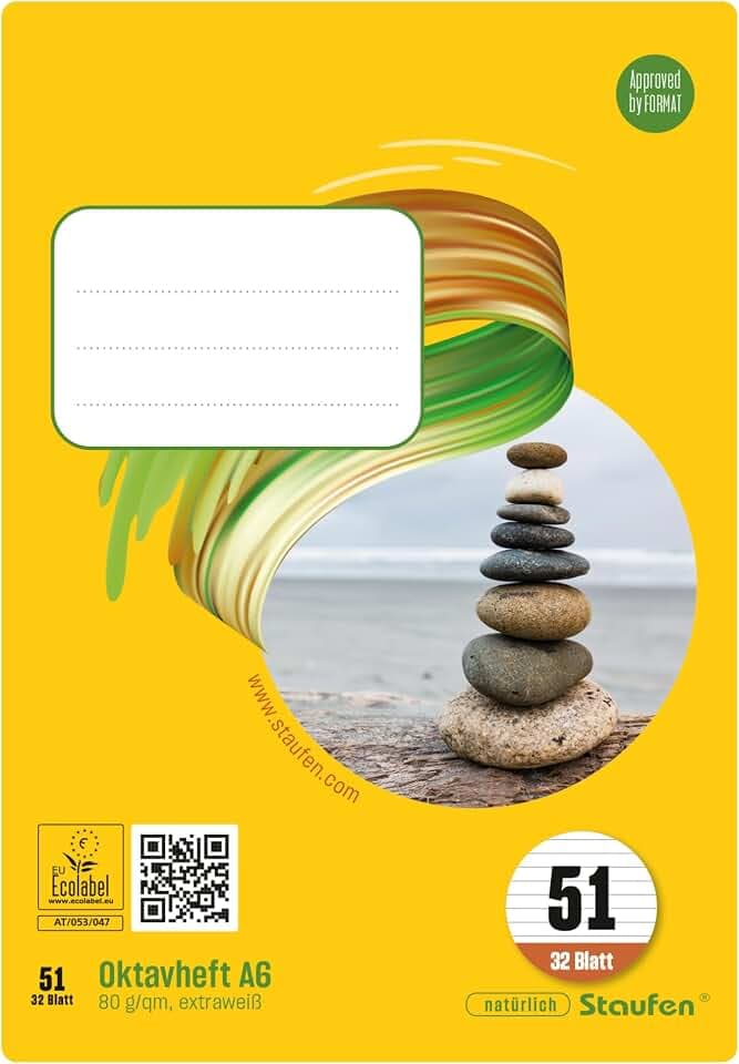Style Oktavheft - 10 Hefte à 32 Blatt, DIN A6, 80 g/m², liniert 7 mm