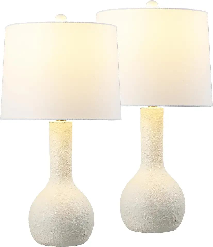 JONATHAN Y Katee Modern Gourd Table Lamp 24.75", Antique White, Set of 2