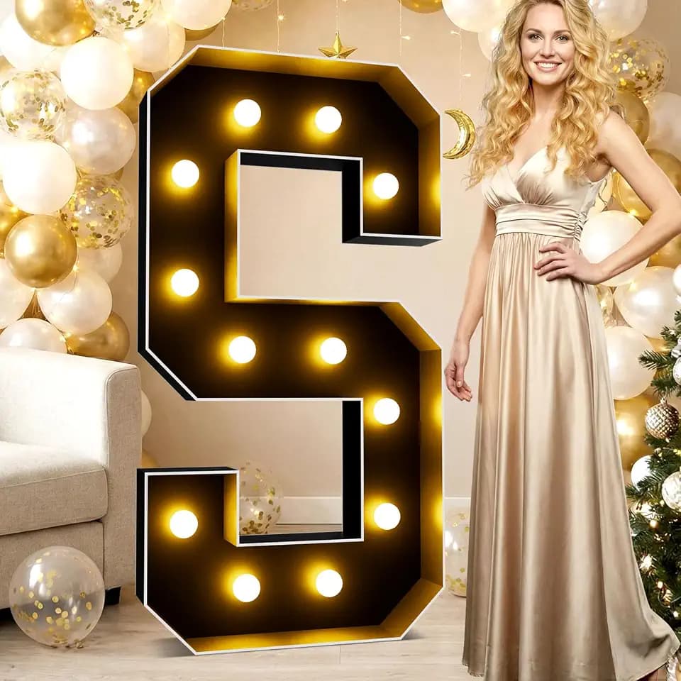Ledido 4FT Marquee Light Up Letters S, Black Marquee Letters for Party