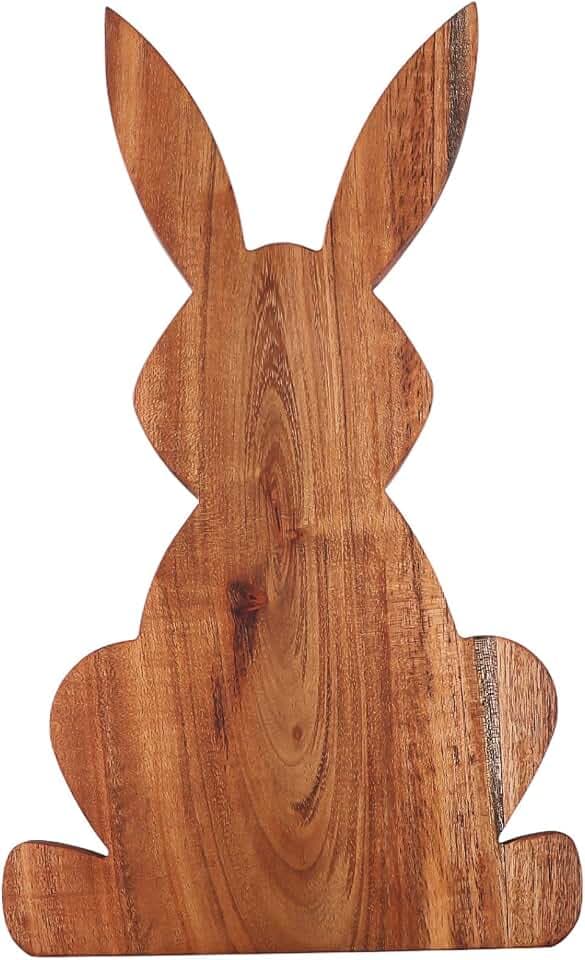 Affinity Decor Funny Bunny Shaped Wooden Serving Board, Wood Cutting Board for Kitchen, Wooden Charcuterie Boards, Easter Gift Serving Platter for Cheese and Food, 13.5" x 7.9"