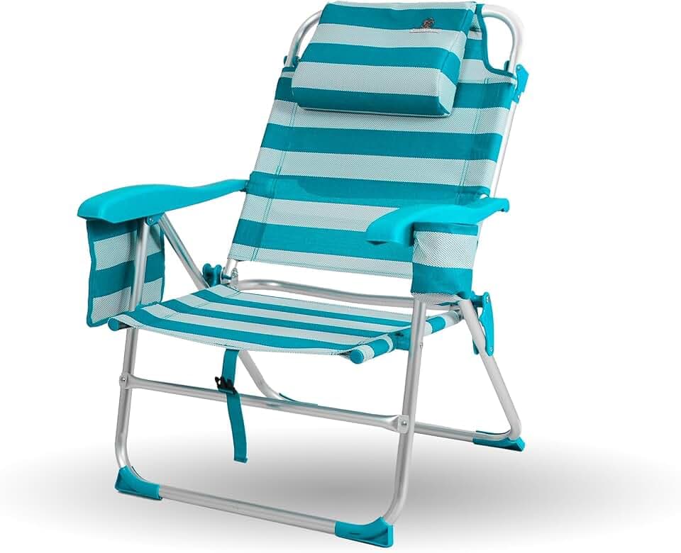 CREVICOSTA Quality Mark MARCAS DE CALIDAD Nautilus 2108 Strandstuhl, faltbar, mit neuem ergonomischem Kissen und integriertem Kühlschrank, 8 Positionen (Aquamarin)