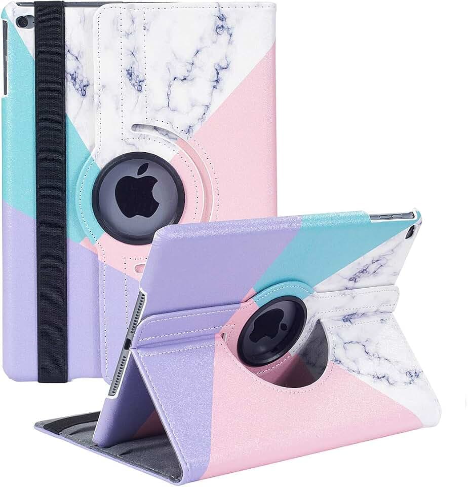 Hülle für iPad 9.7" 5./6. Generation (2017/2018), iPad Air 2, iPad Air - 360 Grad verstellbare Schutzhülle mit Auto Schlaf/Aufwach (Marble)