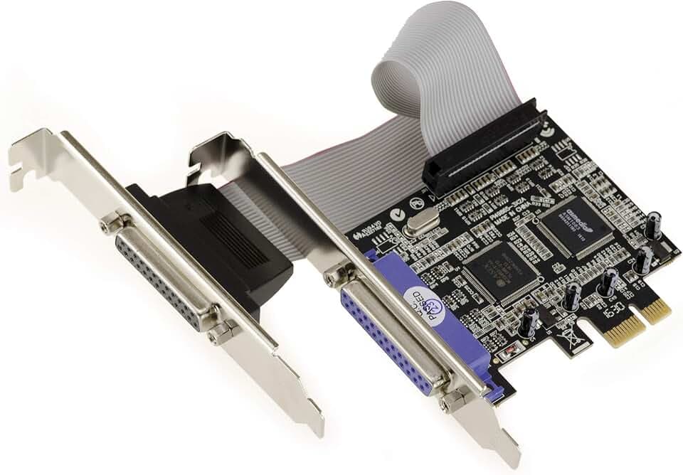 KALEA-INFORMATIQUE PCI Express PCIe Parallel IEEE1284 LPT Controller-Karte mit Zwei Ports und ASIX-Chipsatz. SPP EPP ECP Unterstützung.