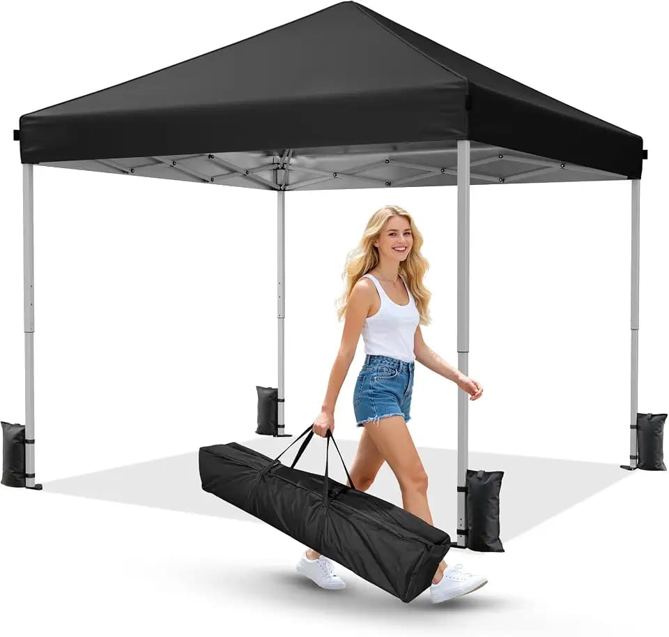 Driftalia 10x10 Pop Up Canopy Tent One-Push Center Lock, Portable Shelter