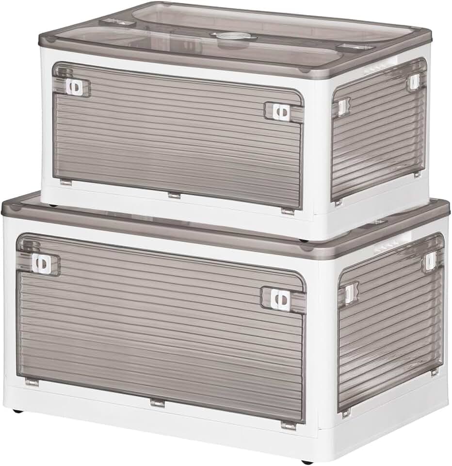 JOYBOS Set mit 2 faltbaren multifunktionalen Aufbewahrungsboxen, 55 l, grau + 40 l, weiß