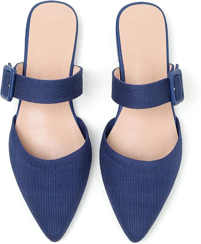 Pointed Toe Mules for Women Flats，Slip On Mules Backless，Wide Width Mules，Mule Slides Flats Sandals