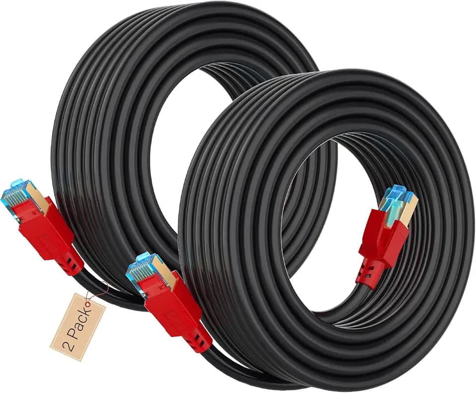Cat 8 Ethernet Cable 6 ft 2 Pack, Shielded RJ45 Network LAN Cable